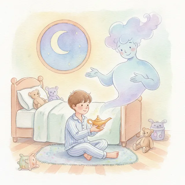 Aladdin fairy tale bedtime story for kids illustration