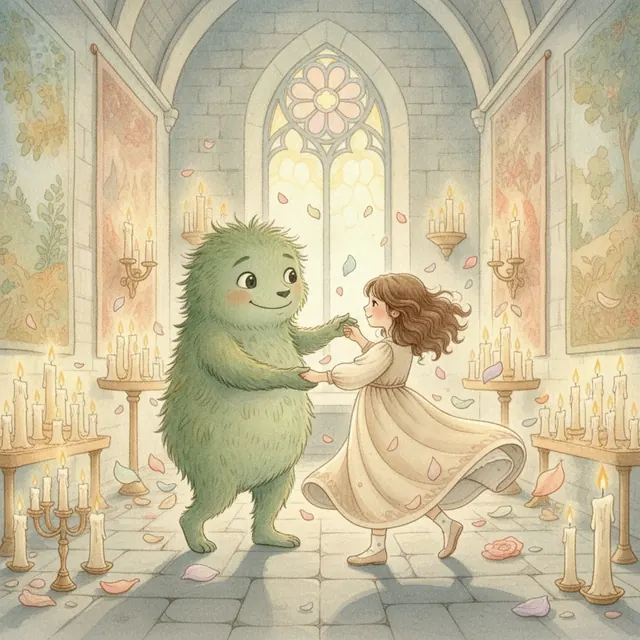 Beauty and the Beast fairy tale bedtime story for kids illustration