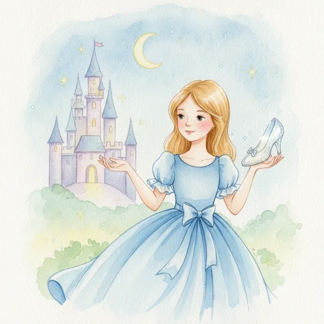 Cinderella fairy tale bedtime story for kids illustration
