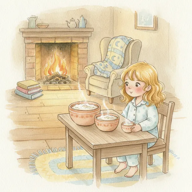 Goldilocks and the Three Bears fairy tale bedtime story for kids illustration