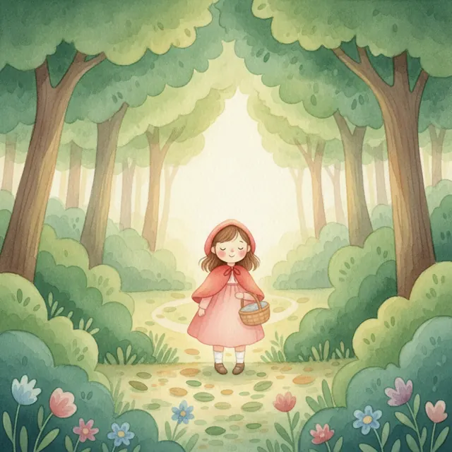 Little Red Riding Hood fairy tale bedtime story for kids illustration