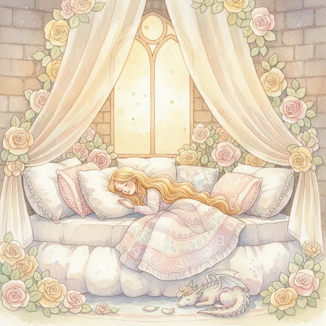 Sleeping Beauty fairy tale bedtime story for kids illustration
