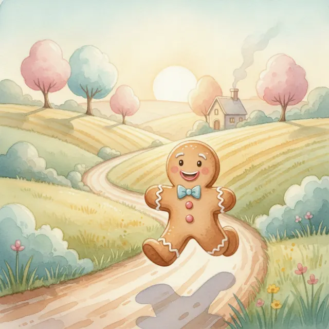 Gingerbread Man fairy tale bedtime story for kids illustration