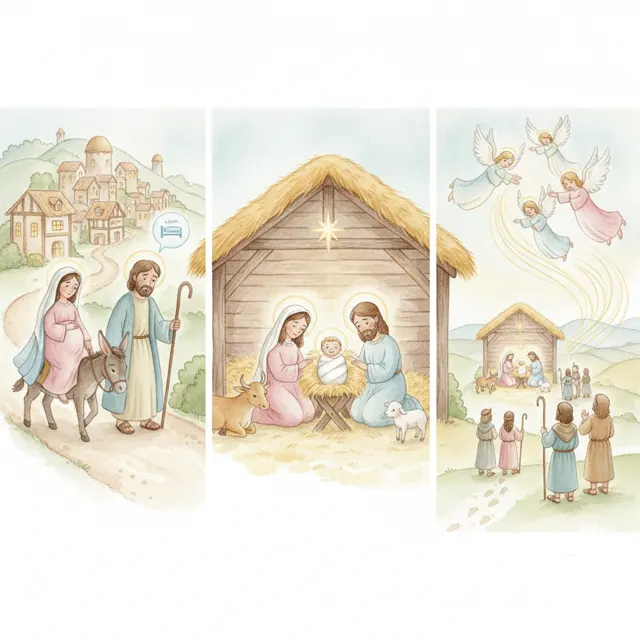 A Baby in the Manger story for kids illustration