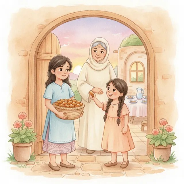 A Basket of Dates for Layla story for kids illustration