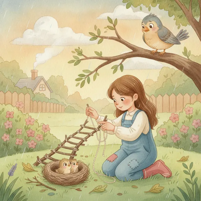 A Bridge for Baby Bird story for kids illustration