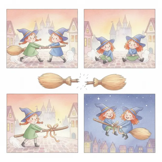 A Broom for Two story for kids illustration
