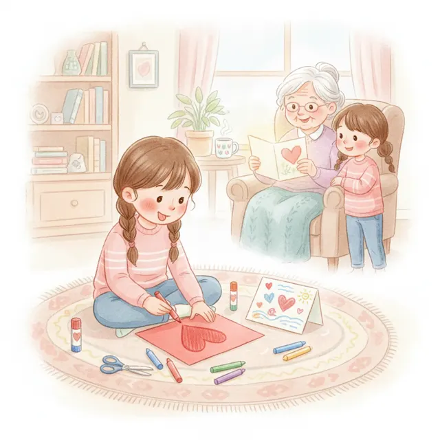 A Card for Grandma story for kids illustration
