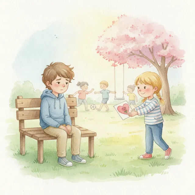 A Card for the Quiet Boy story for kids illustration