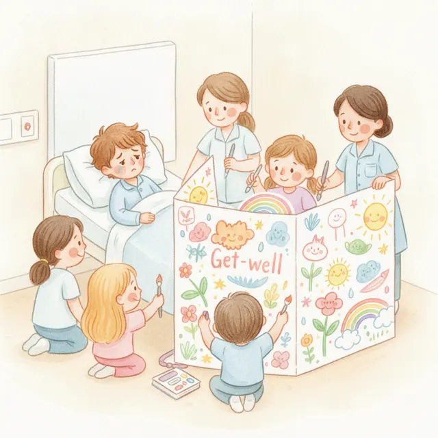 A Card for the Sick Boy story for kids illustration