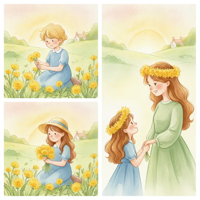 A Crown of Dandelions story for kids illustration
