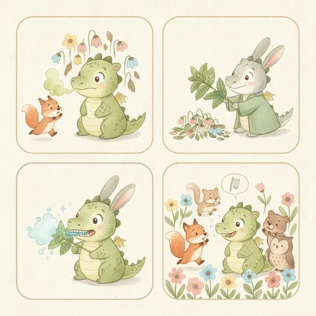 A Dragon with Bad Breath story for kids illustration