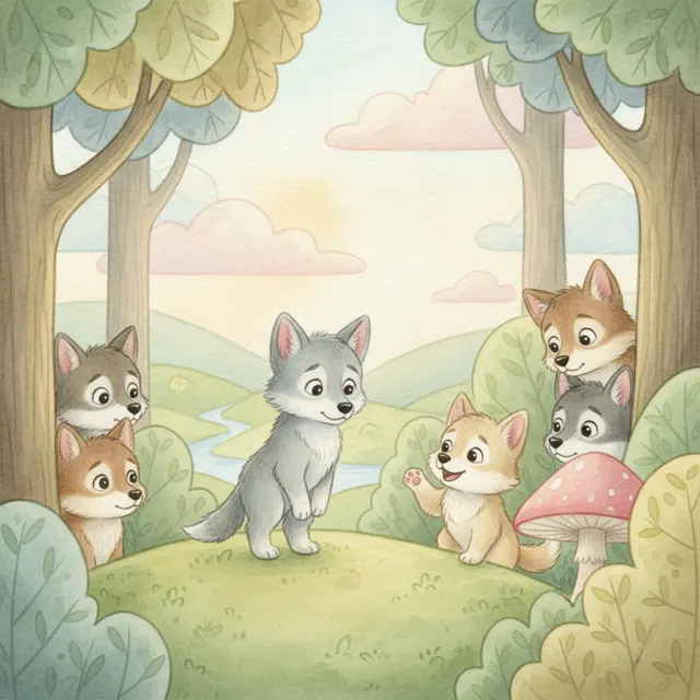 A Friend for the New Wolf story for kids illustration