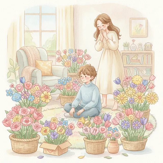 A Garden of Paper Flowers story for kids illustration