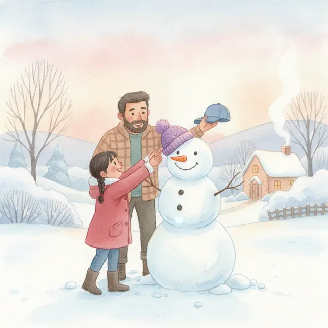 A Hat for the Snowman story for kids illustration