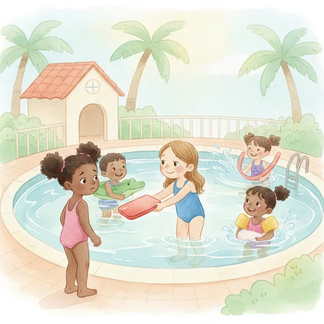 A Pool Full of New Friends story for kids illustration