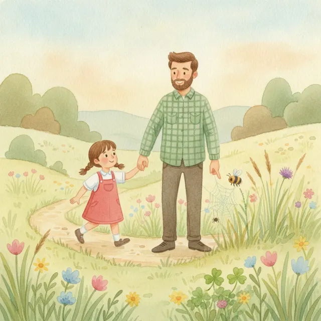 A Quiet Walk Through the Meadow story for kids illustration
