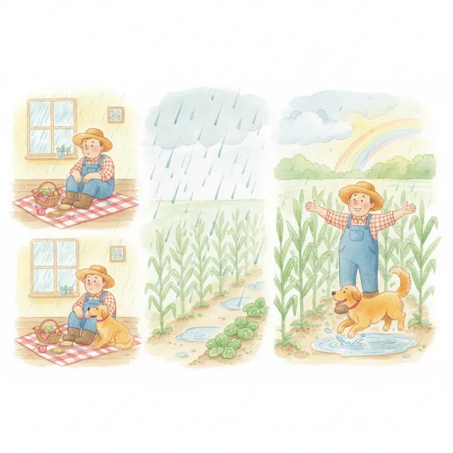 A Rainy Day on the Farm story for kids illustration