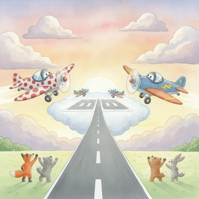 A Runway for Two story for kids illustration