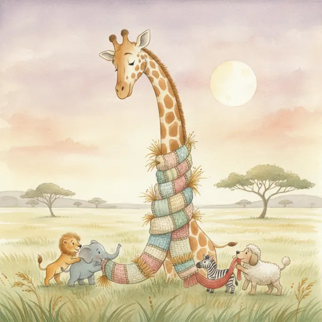 A Scarf for the Tallest Giraffe story for kids illustration