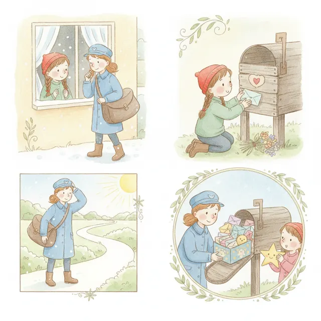 A Thank You for the Mail Carrier story for kids illustration