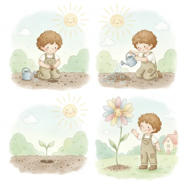 A Tiny Seed Grows story for kids illustration