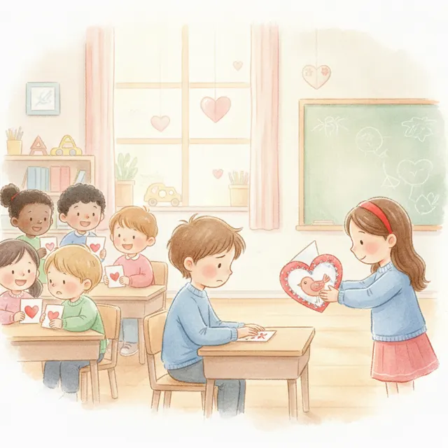 A Valentine for the New Kid story for kids illustration