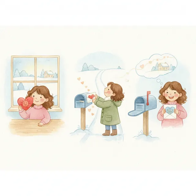 A Valentine in the Mailbox story for kids illustration