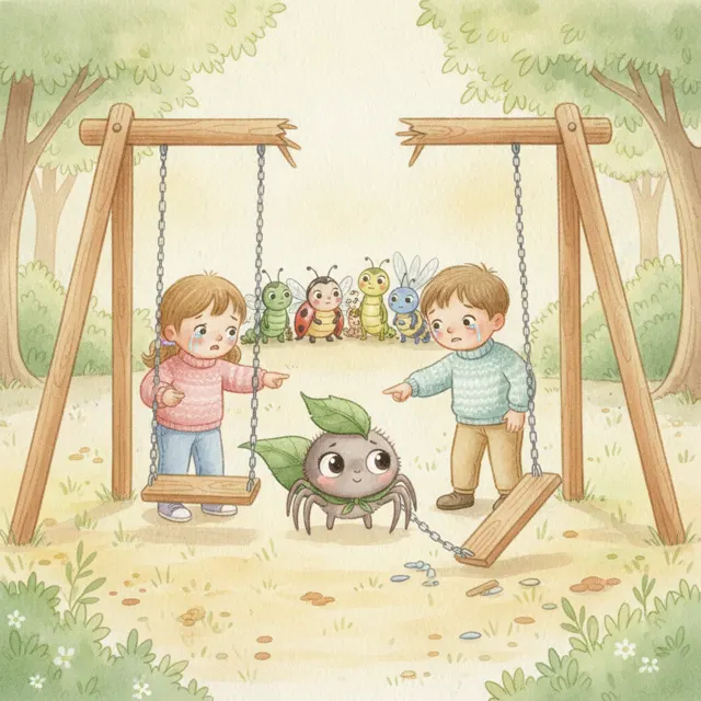 A Web for the Broken Swing story for kids illustration