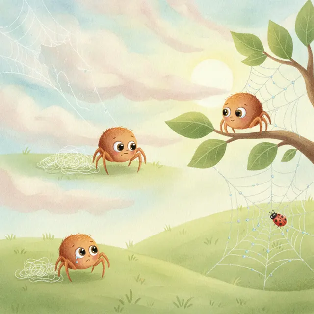 A Windy Day for a Little Spider story for kids illustration