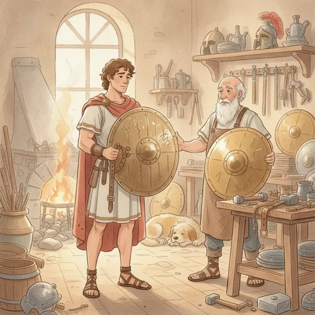 Achilles and the Shield Maker story for kids illustration