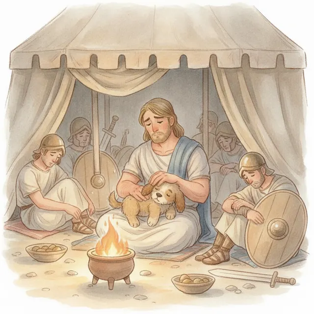 Achilles and the Trojan Puppy story for kids illustration