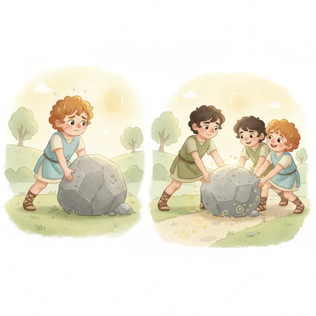Achilles Learns to Ask for Help story for kids illustration