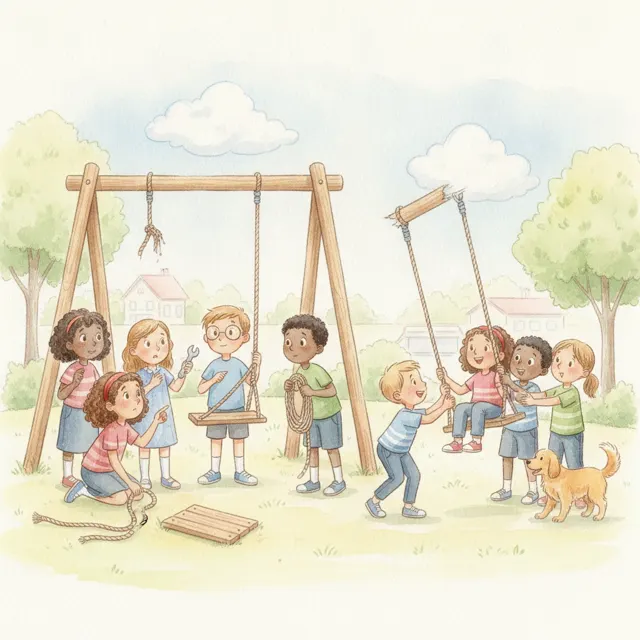 Ada Fixes the Broken Swing story for kids illustration