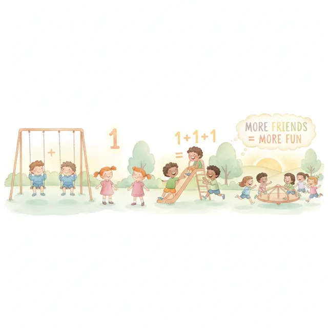 Adding One More Friend story for kids illustration