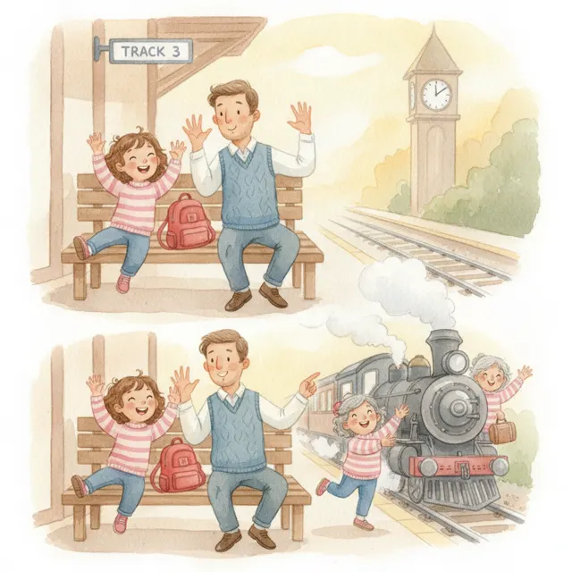 Ana Waits for the Train story for kids illustration