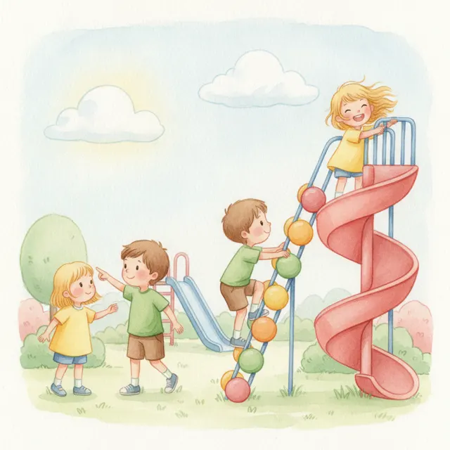 Anya Tries the Tall Slide story for kids illustration