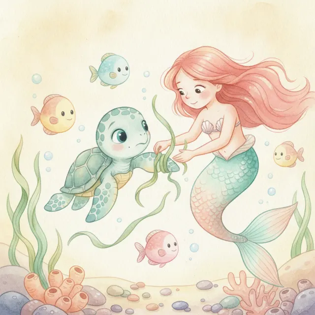 Aria and the Tangled Turtle story for kids illustration