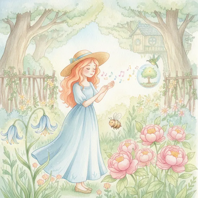 Aurora and the Dream Garden story for kids illustration
