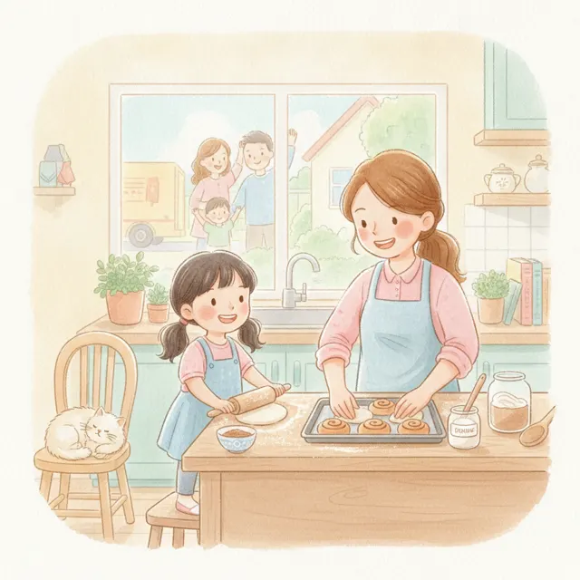 Baking for the New Neighbor story for kids illustration