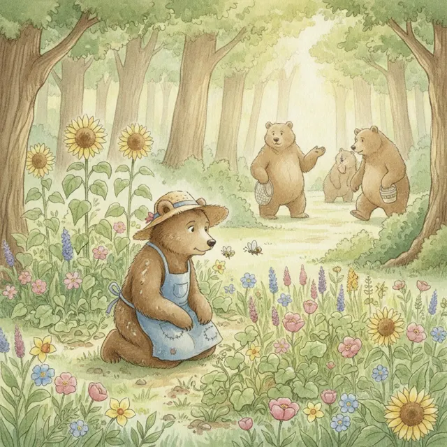 Bear's Garden story for kids illustration