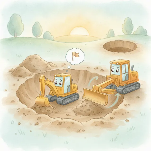 Bella Digs a Wobbly Hole story for kids illustration