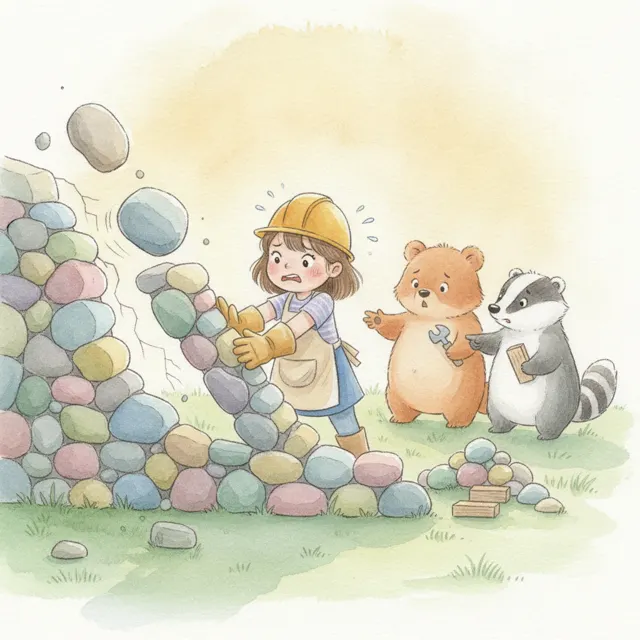Bella's Wobbly Wall story for kids illustration