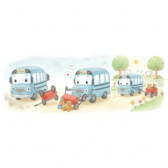 Bella the Bus Says Sorry story for kids illustration
