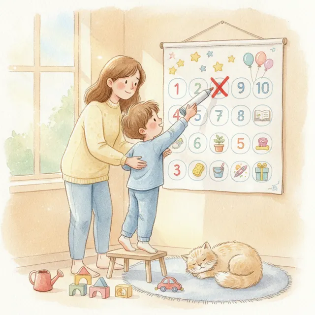 Ben Counts to His Birthday story for kids illustration