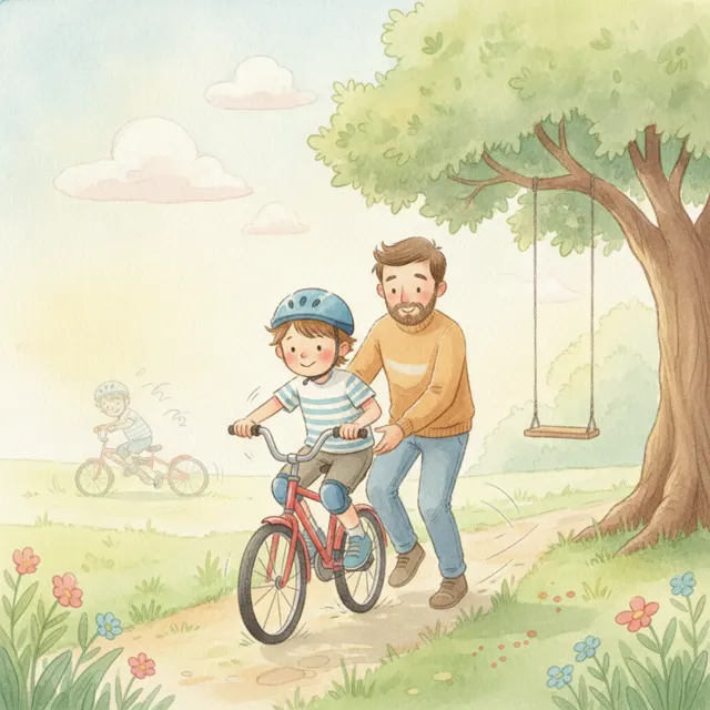 Ben Learns to Ride story for kids illustration