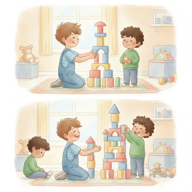 Ben Shares His Blocks story for kids illustration