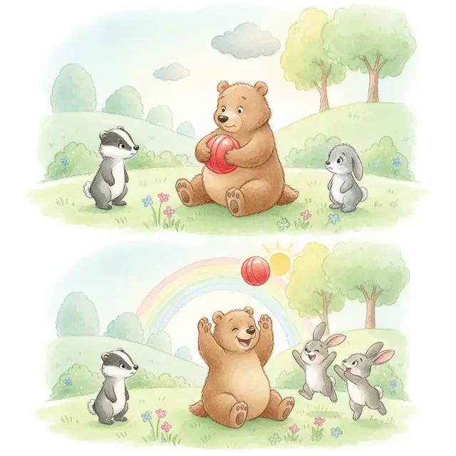 Benji's Red Ball story for kids illustration