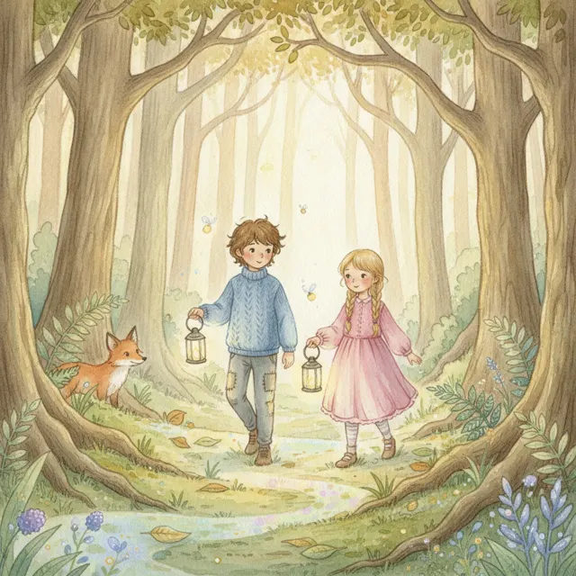 Benny and Belle's Trail of Light story for kids illustration