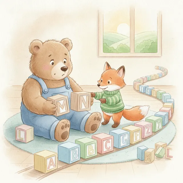 Benny Builds the Alphabet Train story for kids illustration